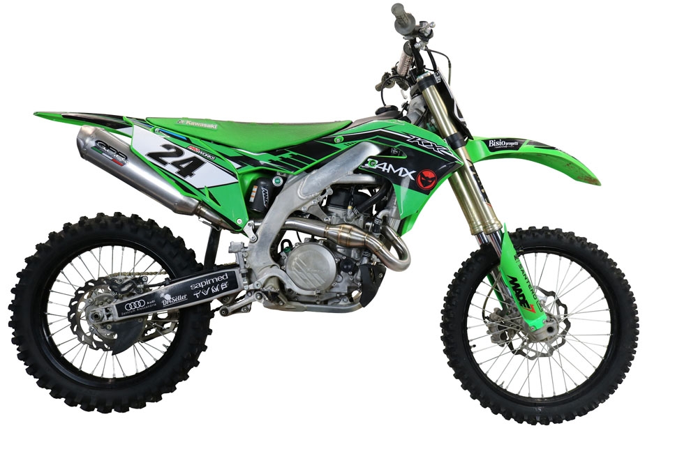 Pot echappement compatible avec Kawasaki Kx 450 X 2021-2023, Pentacross Inox, Pot d'échappement complet racing, compris de collecteur et db killer amovible, sans homologation 