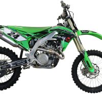 Pot echappement compatible avec Kawasaki Kx 450 X 2021-2023, Pentacross Inox, Pot d'échappement complet racing, compris de collecteur et db killer amovible, sans homologation 