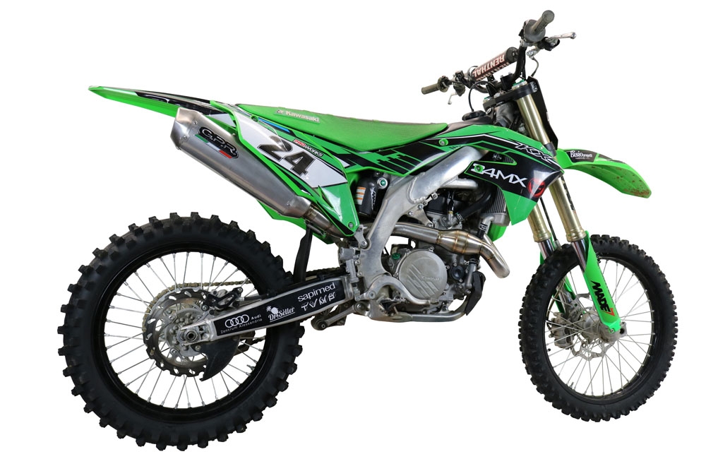 Pot echappement compatible avec Kawasaki Kx 450 X 2021-2023, Pentacross Inox, Pot d'échappement complet racing, compris de collecteur et db killer amovible, sans homologation 