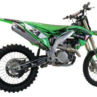 Pot echappement compatible avec Kawasaki Kx 450 X 2021-2023, Pentacross Inox, Pot d'échappement complet racing, compris de collecteur et db killer amovible, sans homologation 