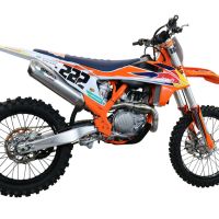 Pot echappement compatible avec Gas Gas MC 450F 2021-2023, Pentacross Inox, Pot d'échappement complet racing, compris de collecteur et db killer amovible, sans homologation 