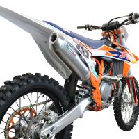 Pot echappement compatible avec Gas Gas MC 450F 2021-2023, Pentacross Inox, Pot d'échappement complet racing, compris de collecteur et db killer amovible, sans homologation 