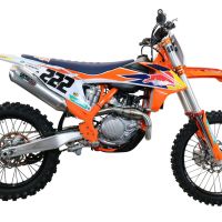 Pot echappement compatible avec Gas Gas MC 450F 2021-2023, Pentacross FULL Titanium, Pot d'échappement complet racing, compris de collecteur et db killer amovible, sans homologation 