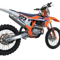 Pot echappement compatible avec Gas Gas MC 450F 2021-2023, Pentacross FULL Titanium, Pot d'échappement complet racing, compris de collecteur et db killer amovible, sans homologation 