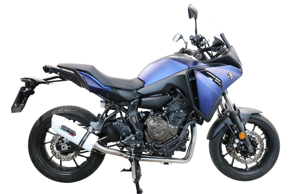 Pot echappement compatible avec Yamaha Tracer 700 2020-2021, Albus Evo4, Homologué et légal, système d'échappement complet avec catalyseur et db killer amovible 