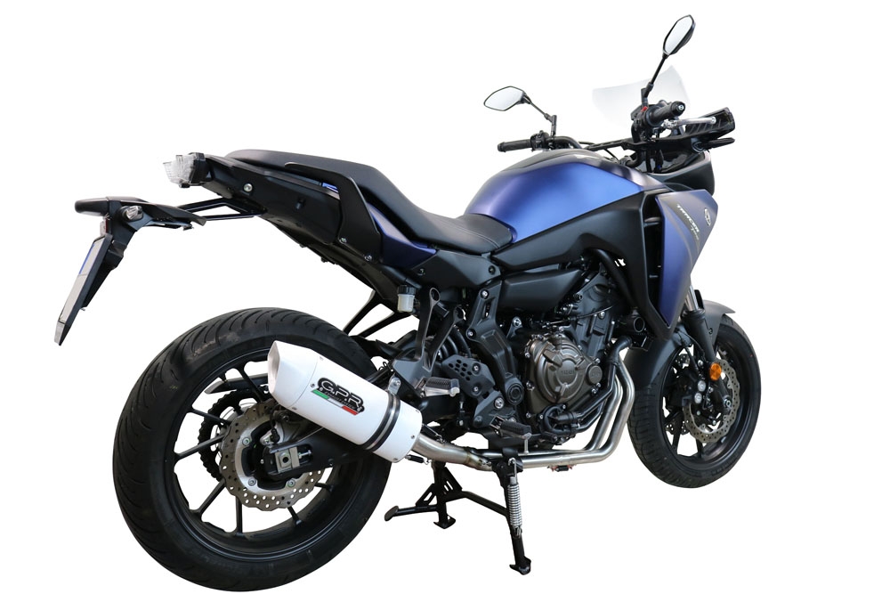 Pot echappement compatible avec Yamaha Tracer 700 2020-2021, Albus Evo4, Homologué et légal, système d'échappement complet avec catalyseur et db killer amovible 