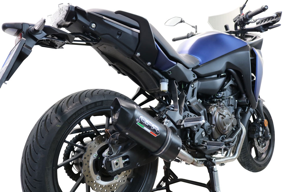 Pot echappement compatible avec Yamaha Tracer 700 2016-2019, Furore Nero, Pot d'échappement complet racing, compris de collecteur et db killer amovible, sans homologation 