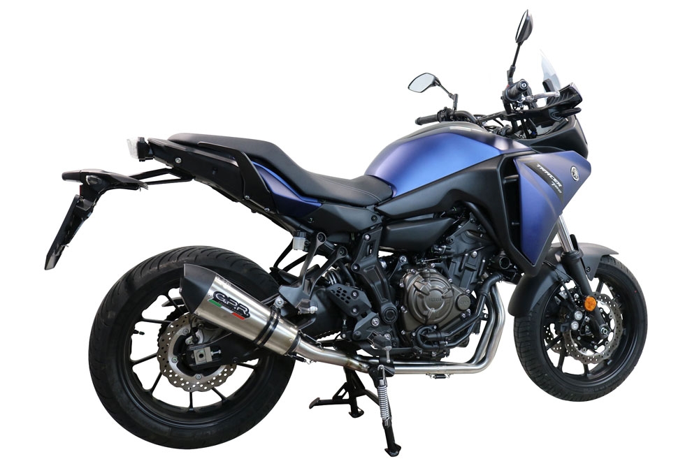 Pot echappement compatible avec Yamaha Tracer 7 GT 2020-2024, GP Evo4 Titanium, Homologué et légal, système d'échappement complet avec catalyseur et db killer amovible 