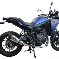 Pot echappement compatible avec Yamaha Tracer 7 GT 2020-2024, GP Evo4 Titanium, Homologué et légal, système d'échappement complet avec catalyseur et db killer amovible 