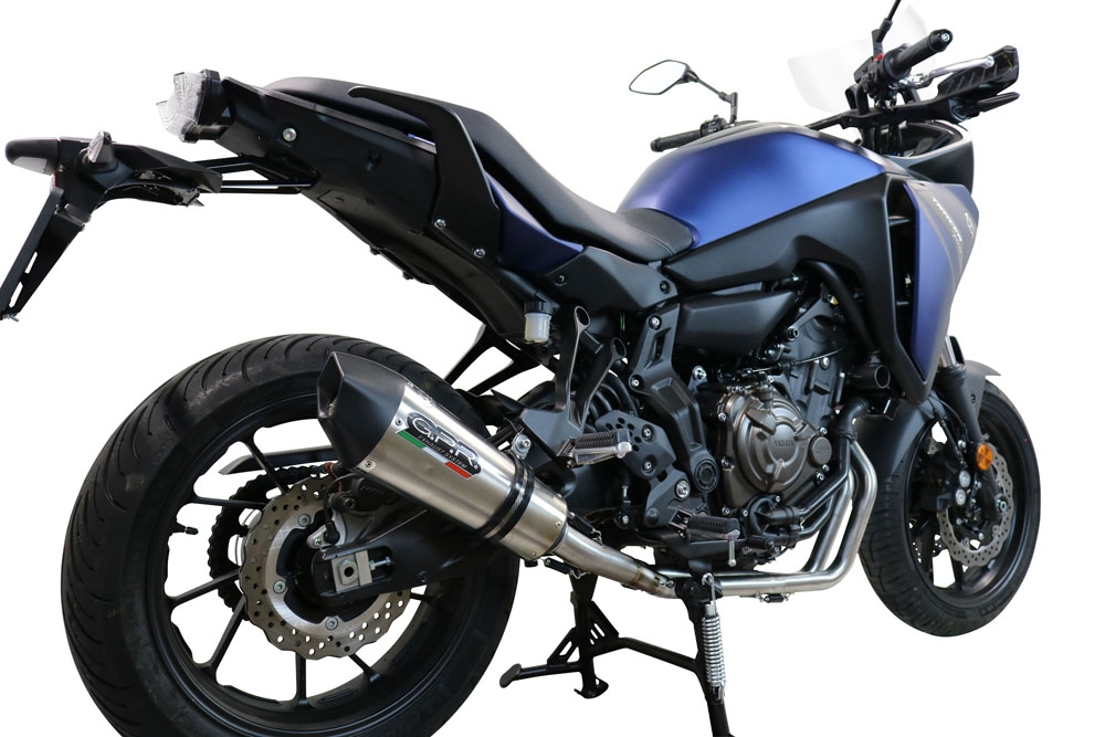 Pot echappement compatible avec Yamaha Tracer 7 GT 2020-2024, GP Evo4 Titanium, Homologué et légal, système d'échappement complet avec catalyseur et db killer amovible 