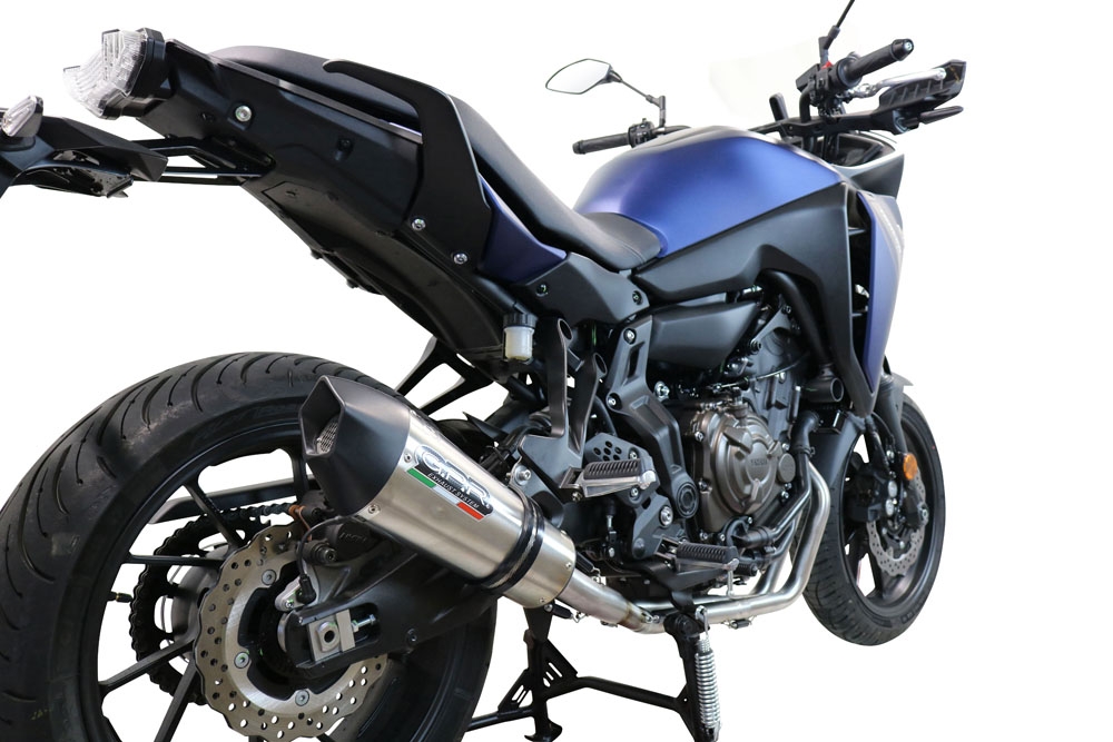 Pot echappement compatible avec Yamaha Tracer 7 GT 2020-2024, GP Evo4 Titanium, Homologué et légal, système d'échappement complet avec catalyseur et db killer amovible 