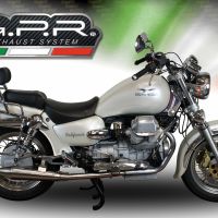 Pot echappement compatible avec Moto Guzzi California 1100 Special-Stone-Sport-Ev-Alu 1997-2005, Vintacone, Paire de pot d'échappement homologuées, livrées avec db killer amovible, catalyseurs et raccords spécifiques 