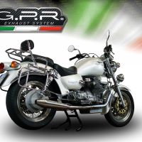 Pot echappement compatible avec Moto Guzzi California 1100 Special-Stone-Sport-Ev-Alu 1997-2002, Vintacone, Paire de pot d'échappement homologuées, livrées avec db killer amovible et raccords spécifiques 