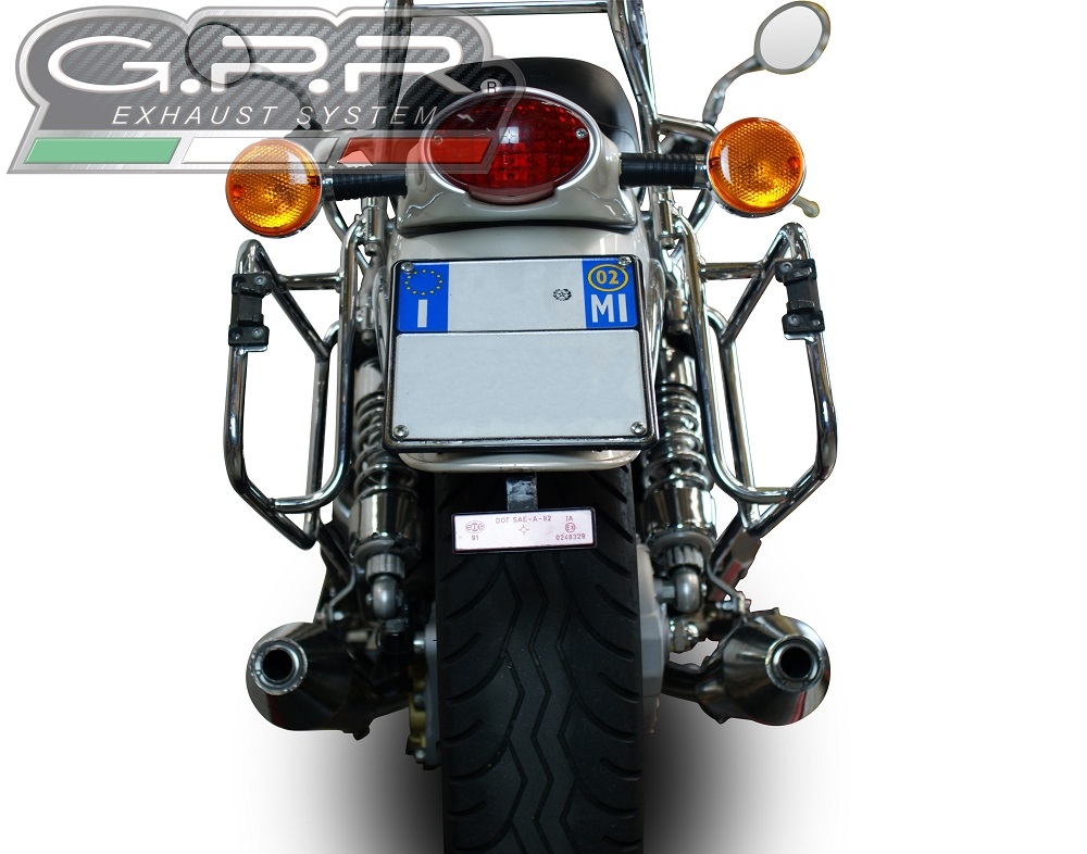 Pot echappement compatible avec Moto Guzzi California 1100 Special-Stone-Sport-Ev-Alu 1997-2002, Vintacone, Paire de pot d'échappement homologuées, livrées avec db killer amovible et raccords spécifiques 