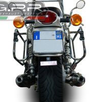 Pot echappement compatible avec Moto Guzzi California 1100 Special-Stone-Sport-Ev-Alu 1997-2002, Vintacone, Paire de pot d'échappement homologuées, livrées avec db killer amovible et raccords spécifiques 