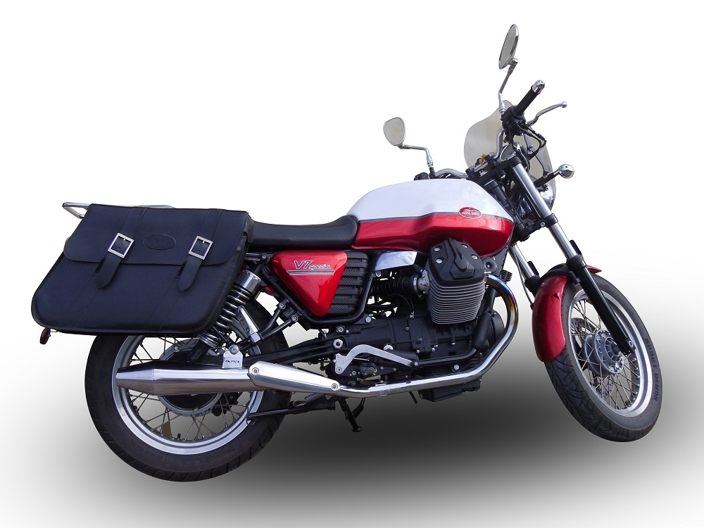 Pot echappement compatible avec Moto Guzzi V7 (I - II) - Stone - Special 2012-2016, Vintacone , Paire de pot d'échappement homologuées, livrées avec db killer amovible et raccords spécifiques 