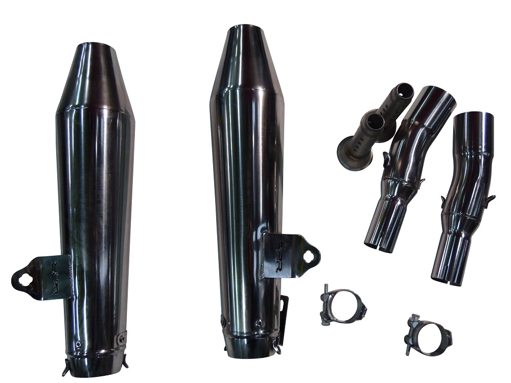 Pot echappement compatible avec Moto Guzzi V7 (I - II) - Stone - Special 2012-2016, Vintacone , Paire de pot d'échappement homologuées, livrées avec db killer amovible et raccords spécifiques 