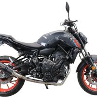 Pot echappement compatible avec Yamaha Mt-07 2021-2024, M3 Black Titanium, Homologué et légal, système d'échappement complet avec catalyseur et db killer amovible 