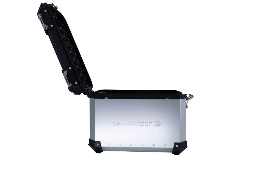 Paire de valises latérales en aluminium avec couleur argent avec support de valise spécifique GPR TECH compatible avec  Kawasaki Versys 650 2017/2020 e4