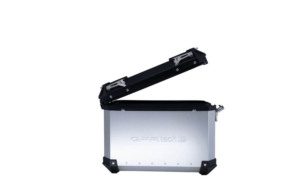 Paire de valises latérales en aluminium avec couleur argent avec support de valise spécifique GPR TECH compatible avec  Kawasaki Versys 650 2017/2020 e4