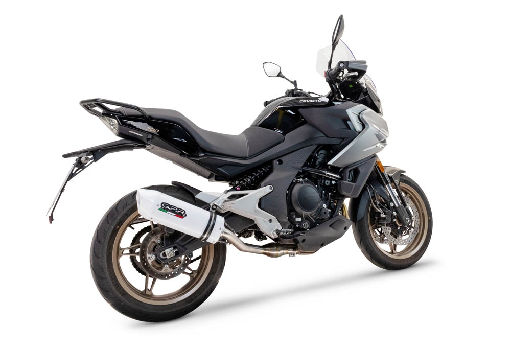 Pot echappement compatible avec Cf Moto 700 Mt 2023-2024, Albus Evo4, Échappement légal, homologué,silencieux avec catalyseur, db killer amovible et tuyau de liaison spécifique 