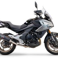 Pot echappement compatible avec Cf Moto 700 Mt 2023-2024, GP Evo4 Black Titanium, Échappement légal, homologué,silencieux avec catalyseur, db killer amovible et tuyau de liaison spécifique 