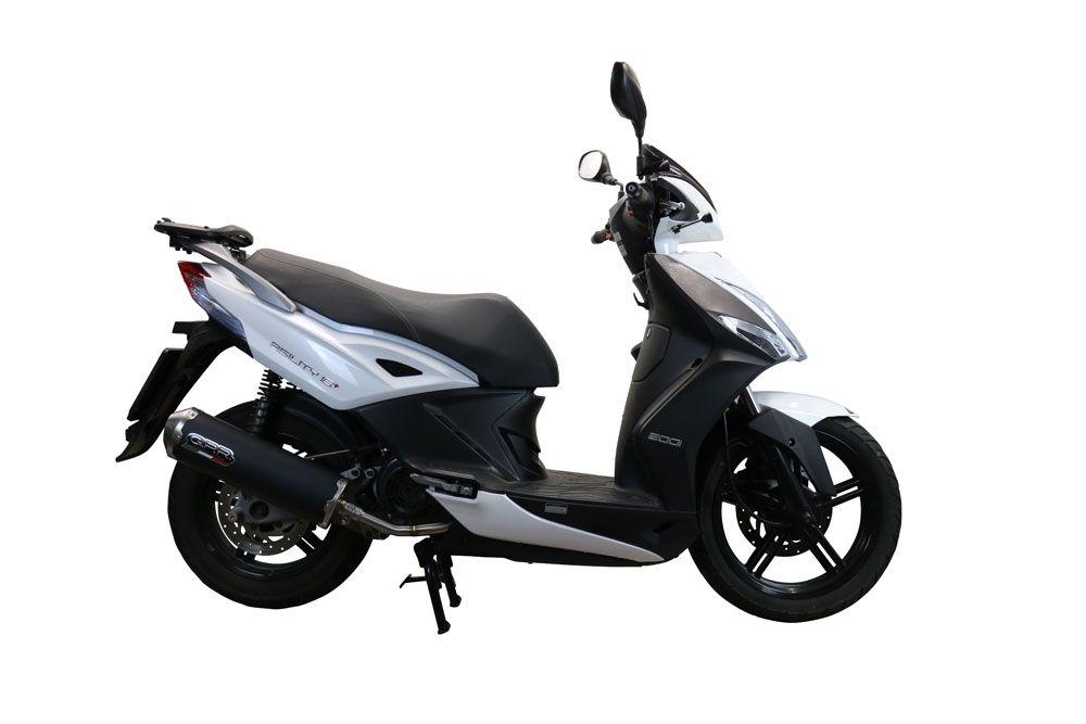 Pot echappement compatible avec Kymco Agility 200 - I.E. R16 - Plus 2015-2017, Evo4 Road, Homologué et légal, système d'échappement complet, avec db killer amovible 