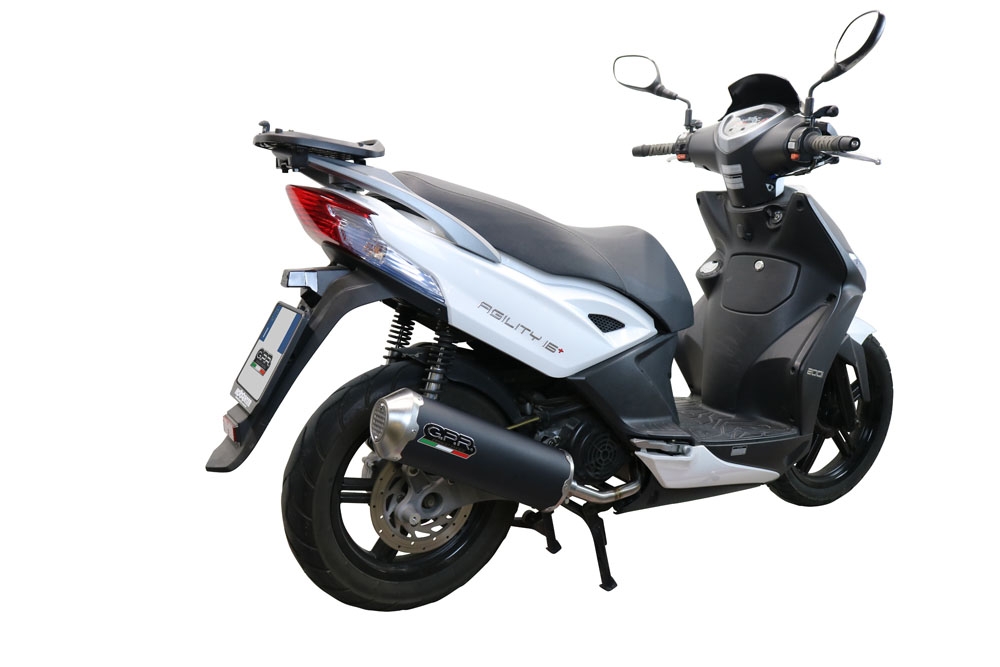 Pot echappement compatible avec Kymco Agility 200 - I.E. R16 - Plus 2015-2017, Evo4 Road, Homologué et légal, système d'échappement complet, avec db killer amovible 
