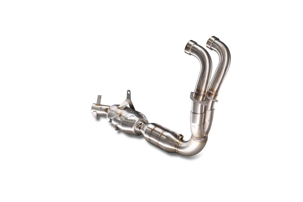 Pot echappement compatible avec Aprilia RS 457 2024-2025, Ghost Inox, Pot d'échappement complet racing, compris de collecteur et db killer amovible, sans homologation 