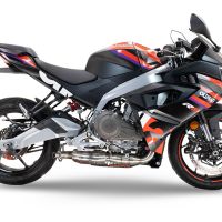 Pot echappement compatible avec Aprilia RS 457 2024-2025, Ghost Inox, Pot d'échappement complet racing, compris de collecteur et db killer amovible, sans homologation 