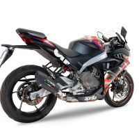 Pot echappement compatible avec Aprilia RS 457 2024-2025, GP Evo4 Black Titanium, Homologué et légal, système d'échappement complet avec catalyseur et db killer amovible 