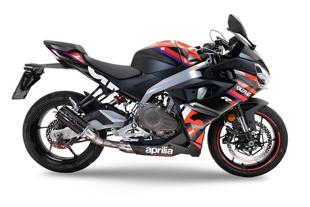 GPR pot echappement compatible avec  Aprilia RS 457 2024-2025, M3 Black Titanium, Homologué et légal, système d'échappement complet avec catalyseur et db killer amovible 