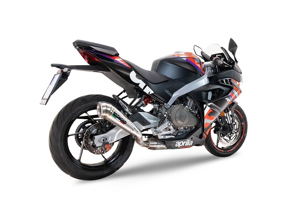 Pot echappement compatible avec Aprilia RS 457 2024-2025, Powercone Evo, Homologué et légal, système d'échappement complet avec catalyseur et db killer amovible 