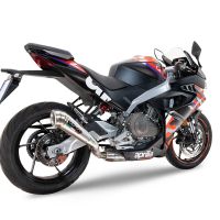 Pot echappement compatible avec Aprilia RS 457 2024-2025, Powercone Evo, Homologué et légal, système d'échappement complet avec catalyseur et db killer amovible 