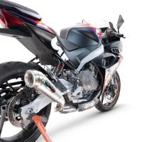 Pot echappement compatible avec Aprilia RS 457 2024-2025, Powercone Evo, Homologué et légal, système d'échappement complet avec catalyseur et db killer amovible 