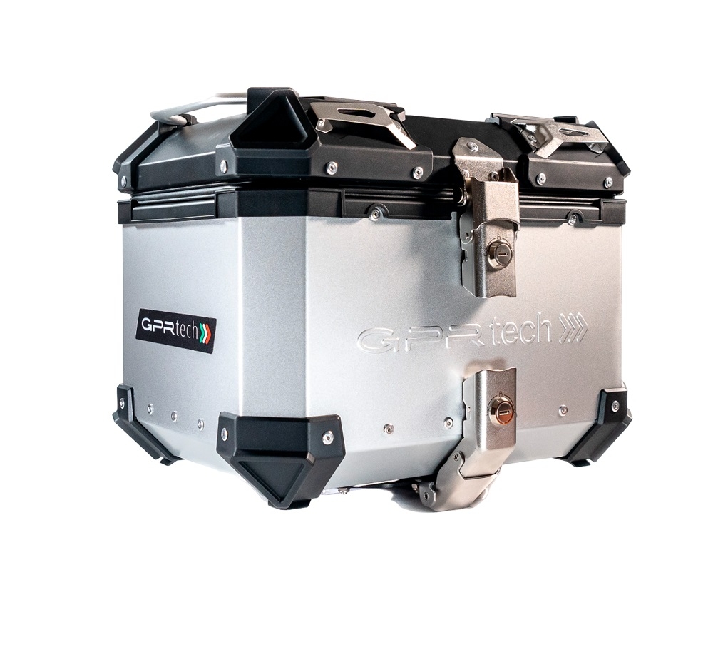 GPR TECH TOP CASE ALPI-TECH 26 LT. ARGENT Top case en aluminium, avec Dossier souple, couleur argent avec plaque universelle incluse Capacité Litres 26