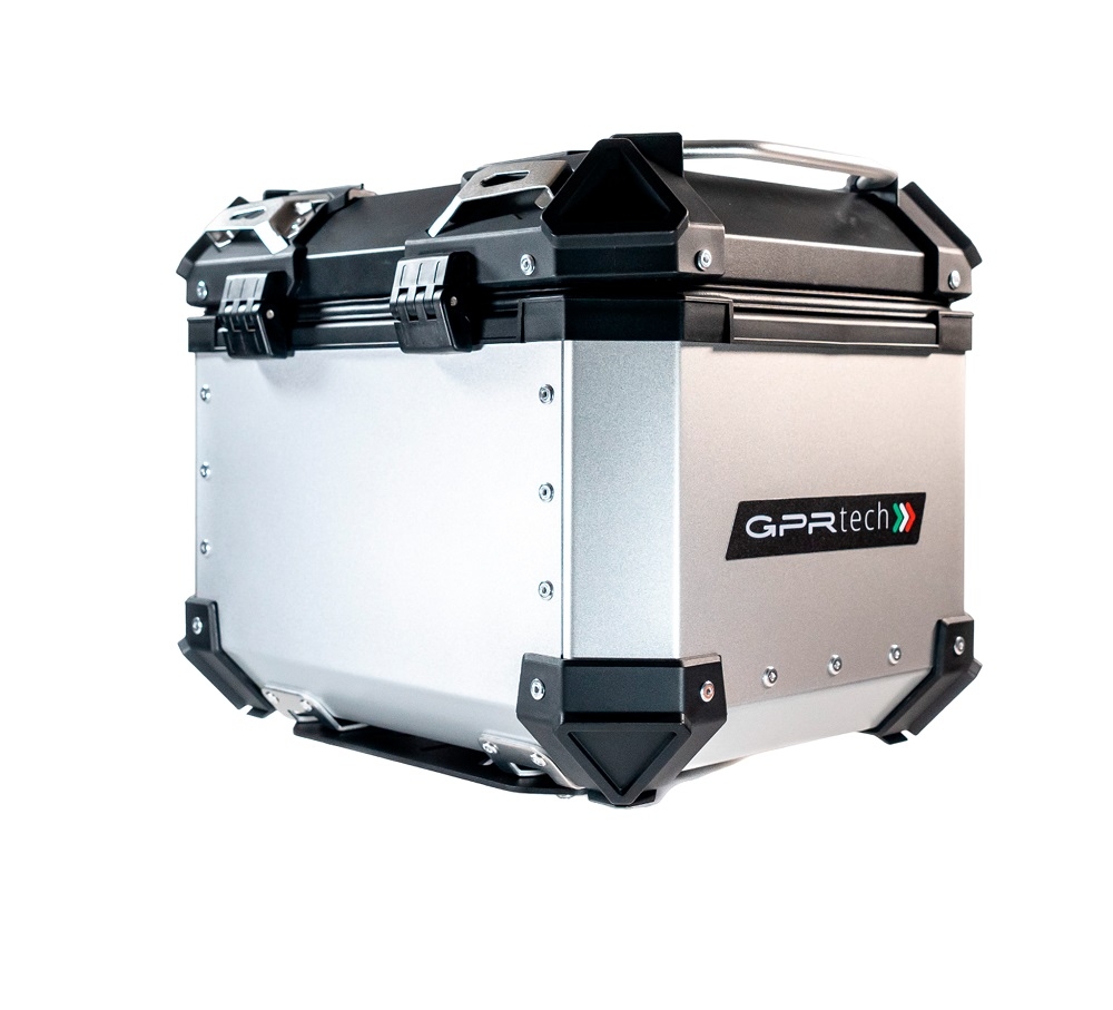GPR TECH TOP CASE ALPI-TECH 26 LT. ARGENT Top case en aluminium, avec Dossier souple, couleur argent avec plaque universelle incluse Capacité Litres 26