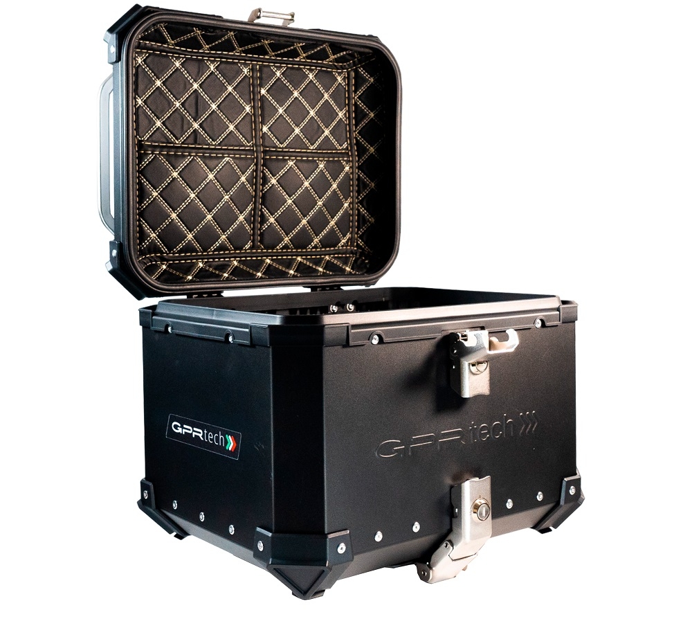 Top case en aluminium, couleur noire avec plaque spécifique incluse Top-case GPR TECH compatible avec  Benelli Trk 251 2019/2023