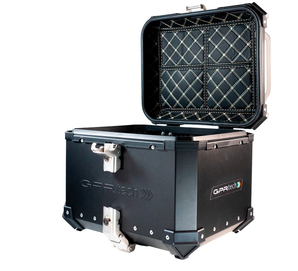 Top case en aluminium, couleur noire avec plaque spécifique incluse Top-case GPR TECH compatible avec  Benelli Trk 251 2019/2023