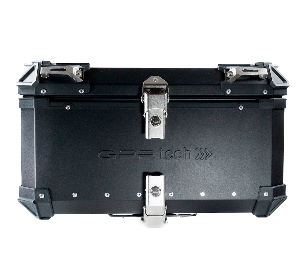 GPR TECH TOP CASE ALPI-TECH 55 LT NOIR Top case en aluminium, avec Dossier souple, couleur noire avec plaque universelle incluse Capacité Litres 55
