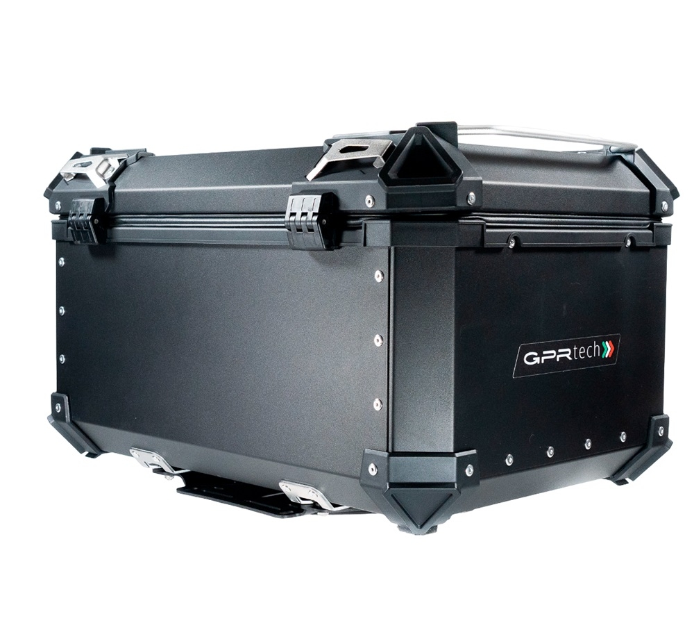 GPR TECH TOP CASE ALPI-TECH 55 LT NOIR Top case en aluminium, avec Dossier souple, couleur noire avec plaque universelle incluse Capacité Litres 55