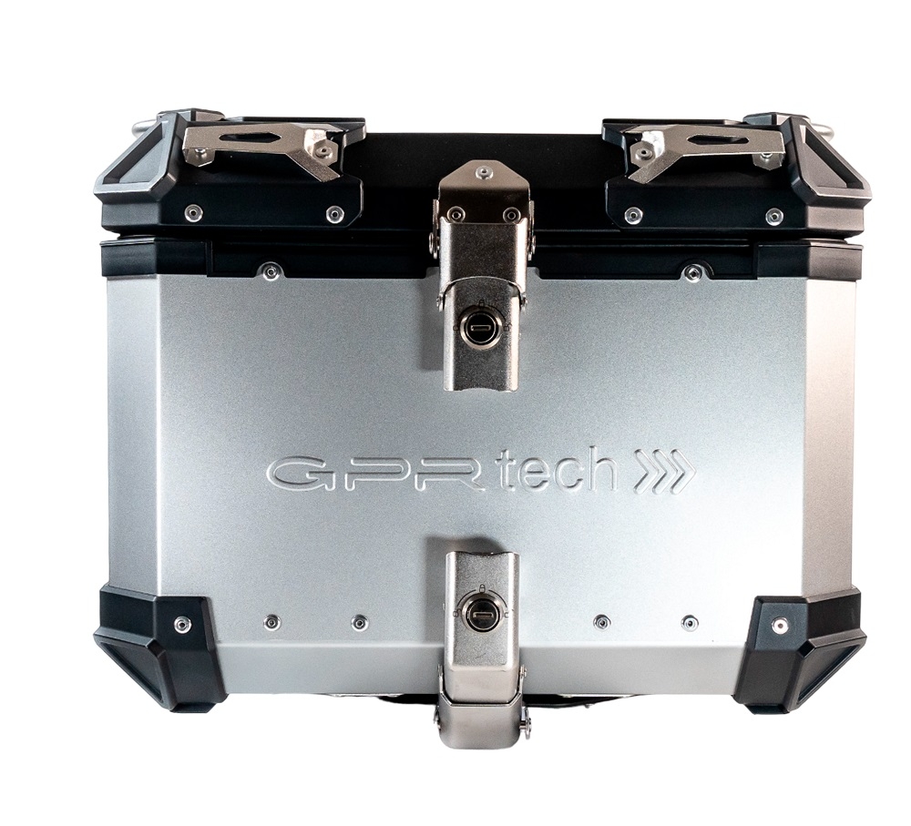 Top case en aluminium, couleur argent avec plaque spécifique incluse Top-case GPR TECH compatible avec  Benelli Trk 502 X 2021/2024 e5
