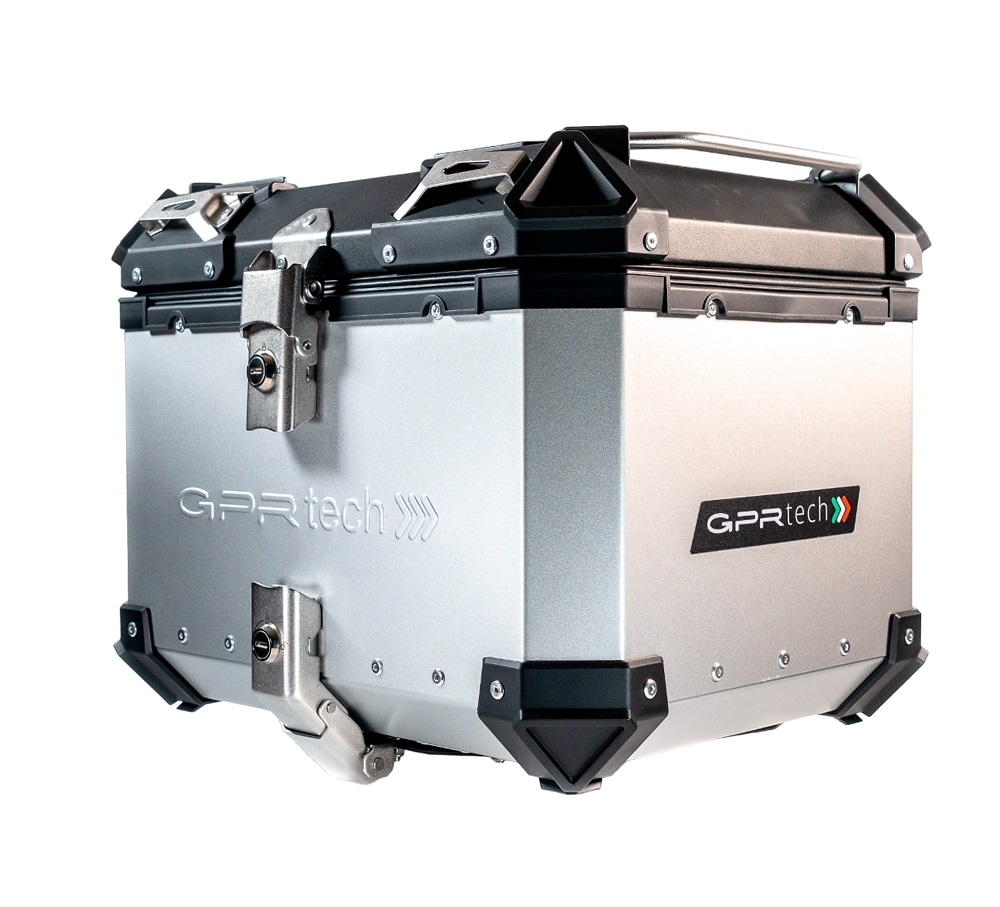 Top case en aluminium, couleur argent avec plaque spécifique incluse Top-case GPR TECH compatible avec  Benelli Trk 502 X 2021/2024 e5