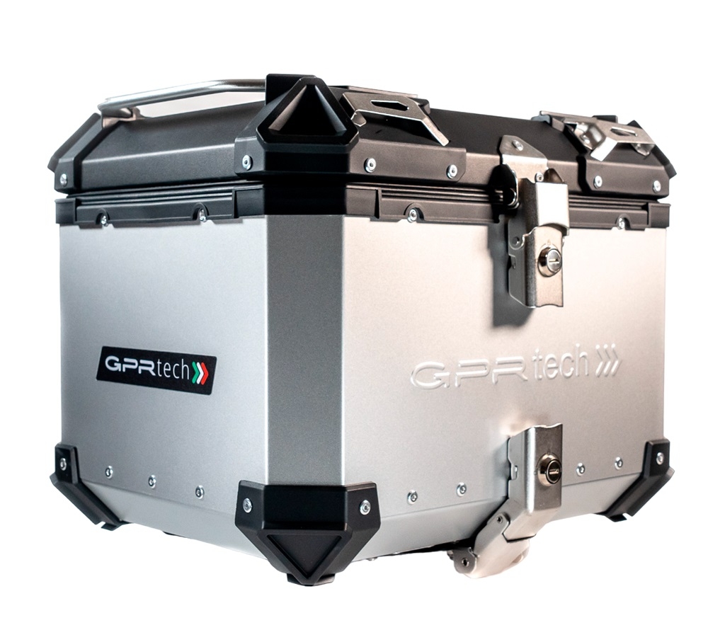 Top case en aluminium, couleur argent avec plaque spécifique incluse Top-case GPR TECH compatible avec  Benelli Trk 502 X 2021/2024 e5
