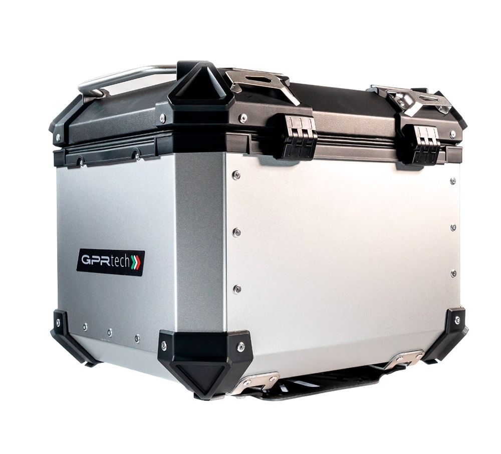 Top case en aluminium, couleur argent avec plaque spécifique incluse Top-case GPR TECH compatible avec  Benelli Trk 502 X 2021/2024 e5