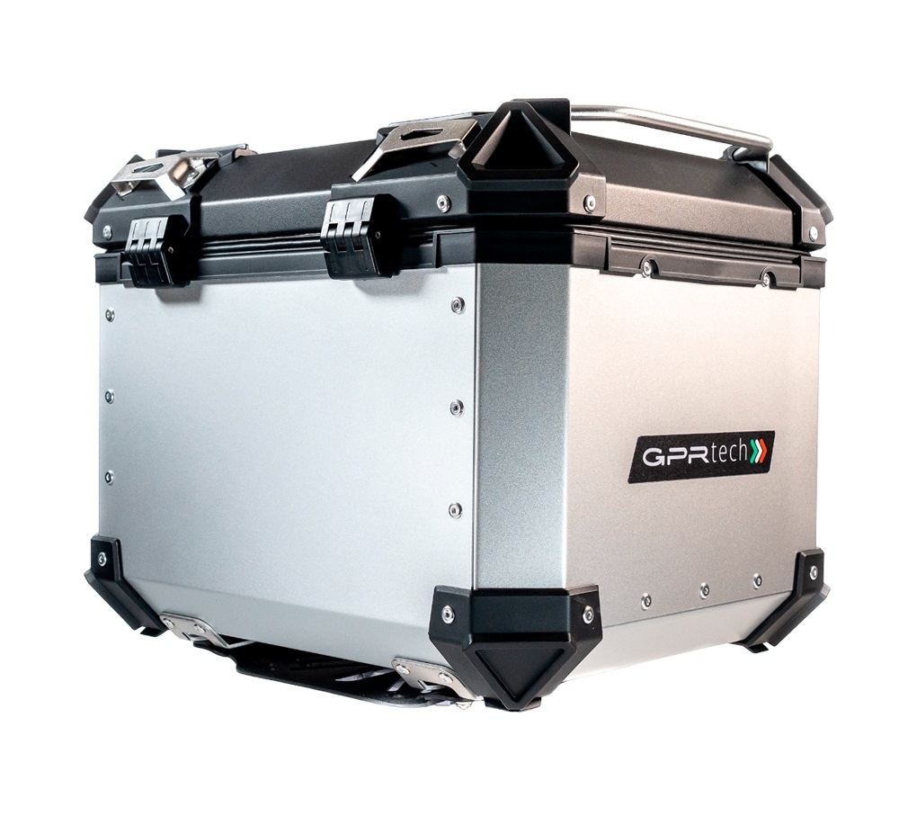 Top case en aluminium, couleur argent avec plaque spécifique incluse Top-case GPR TECH compatible avec  Benelli Trk 502 X 2021/2024 e5