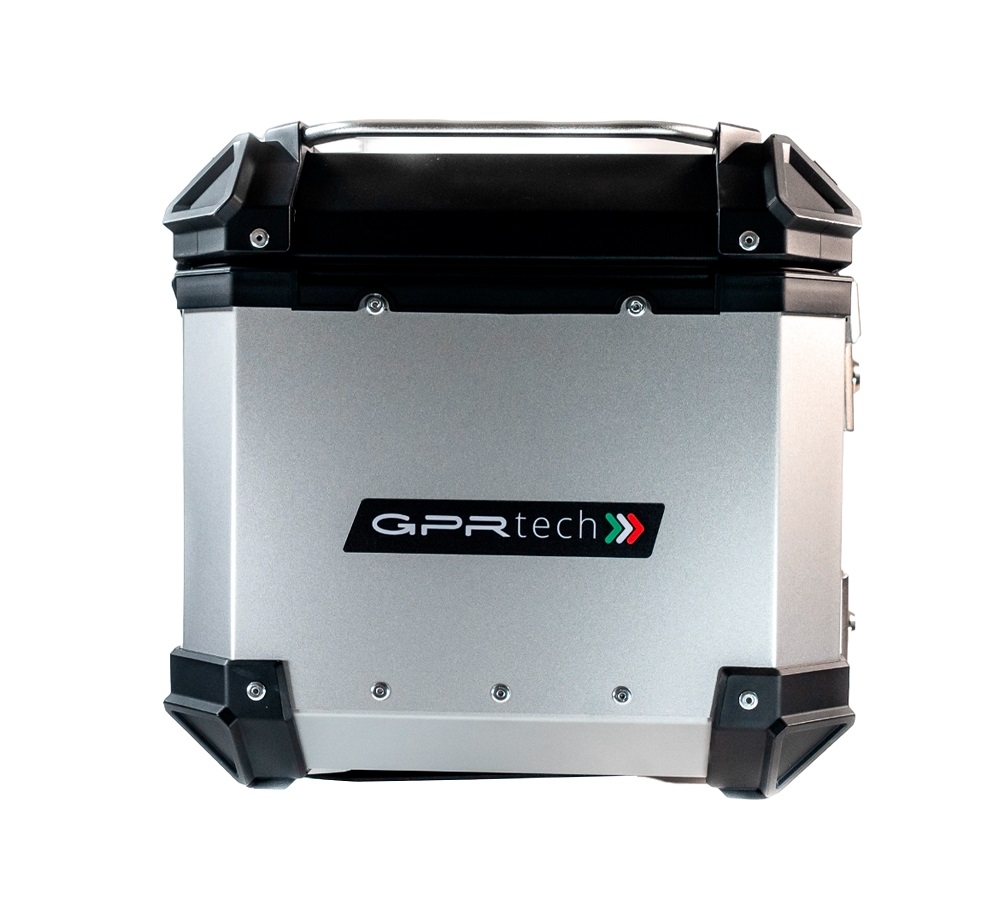 Top case en aluminium, couleur argent avec plaque spécifique incluse Top-case GPR TECH compatible avec  Benelli Trk 502 X 2021/2024 e5