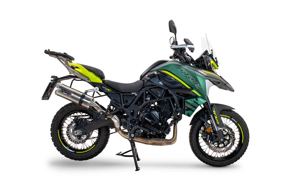 Pot echappement compatible avec Benelli Trk 702 X 2023-2024, Dual Inox, Échappement légal, homologué,silencieux avec db killer amovible et tuyau de liaison spécifique 