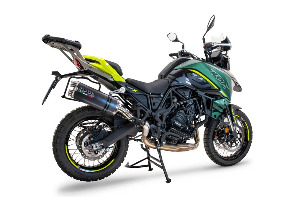 Pot echappement compatible avec Benelli Trk 702 2023-2024, Dual Poppy, Échappement légal, homologué,silencieux avec db killer amovible et tuyau de liaison spécifique 