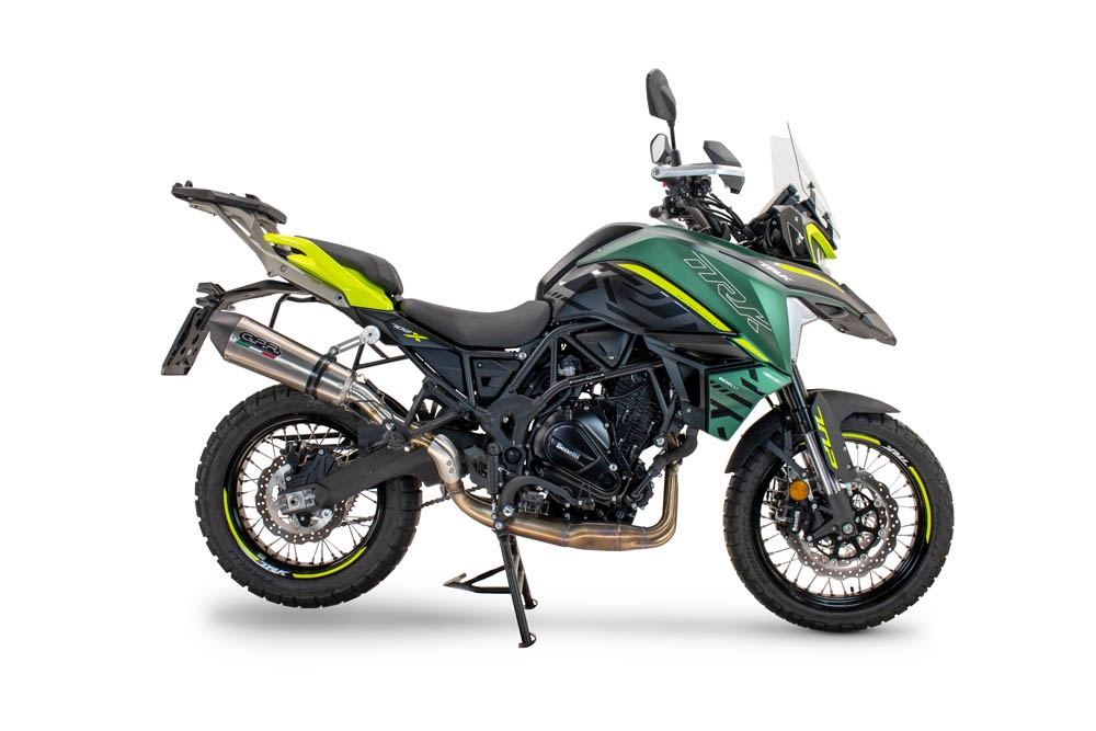 Pot echappement compatible avec Benelli Trk 702 X 2023-2024, GP Evo4 Titanium, Échappement légal, homologué,silencieux avec db killer amovible et tuyau de liaison spécifique 